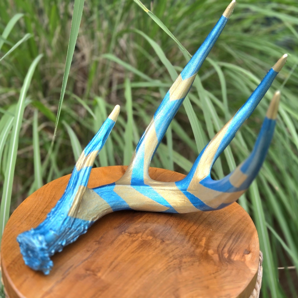 Blue and Gold Decorative Antler